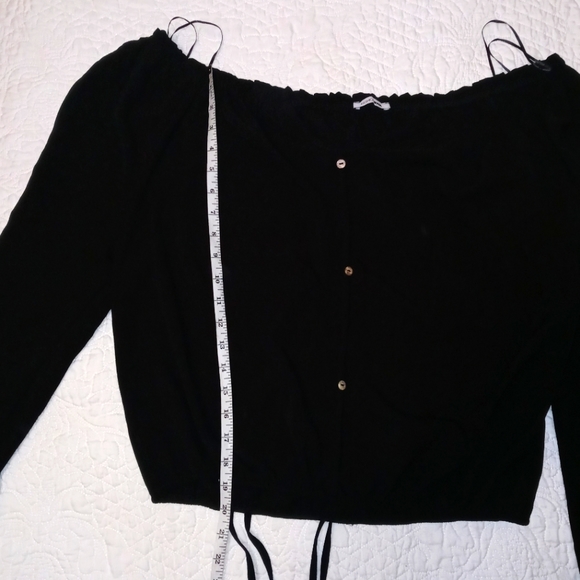 FASHION NOVA OFF SHOULDERS TOP CROPPED LONG SLEEVE BLOUSE BLACK PLUS SIZE 2XL - Picture 7 of 9